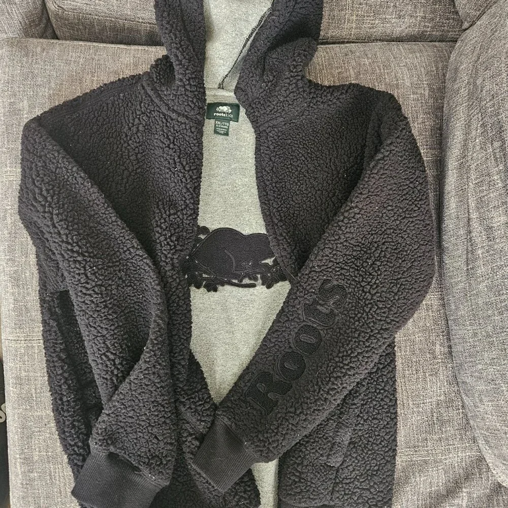 Youth Roots Black Sherpa Zip Up Hoodie - Picture 2 of 3